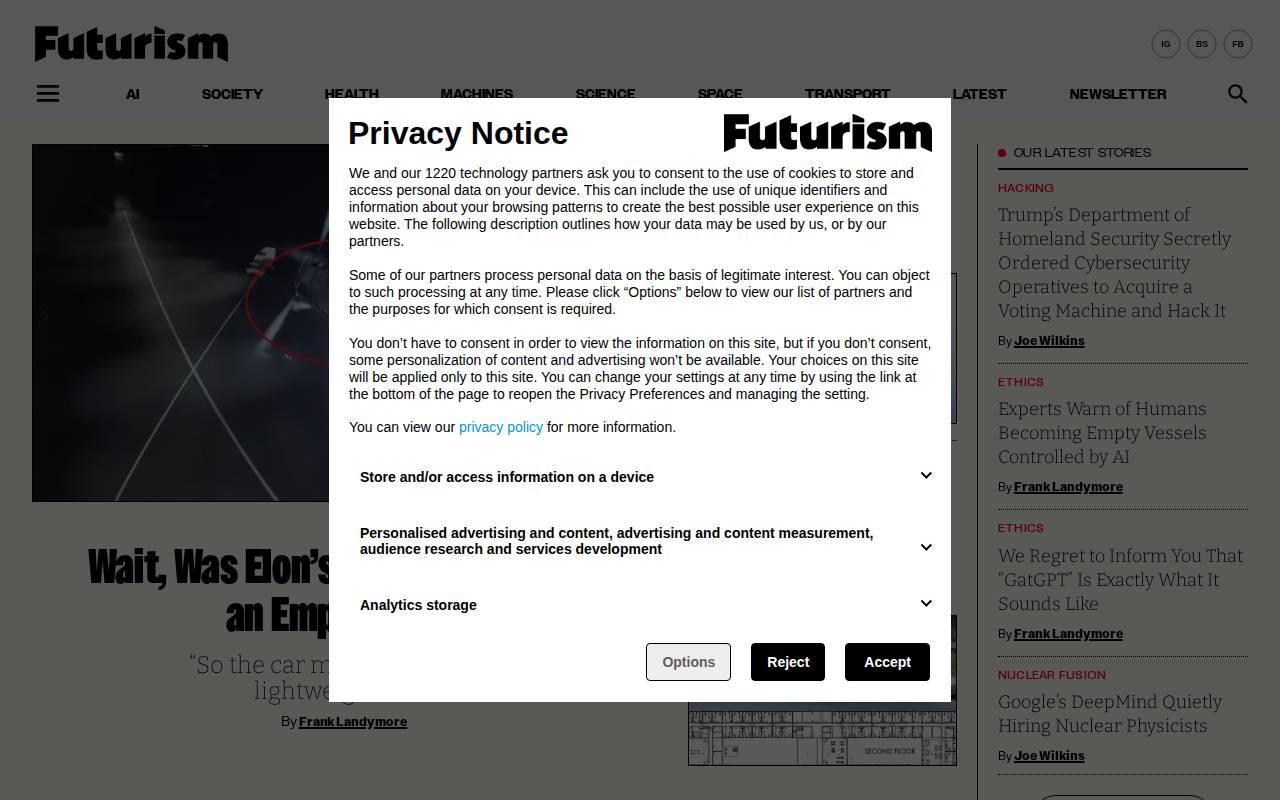 Screenshot of futurism.com