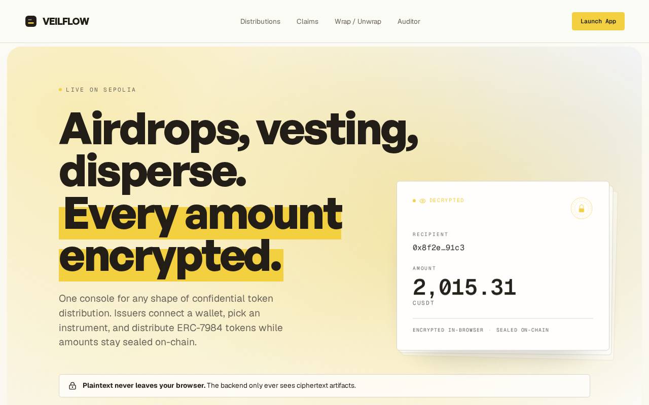 Screenshot of veilflow.vercel.app