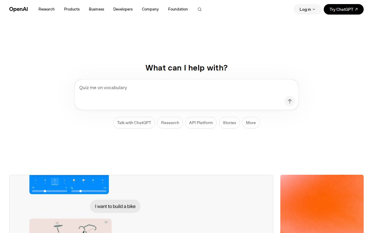 Screenshot of openai.com