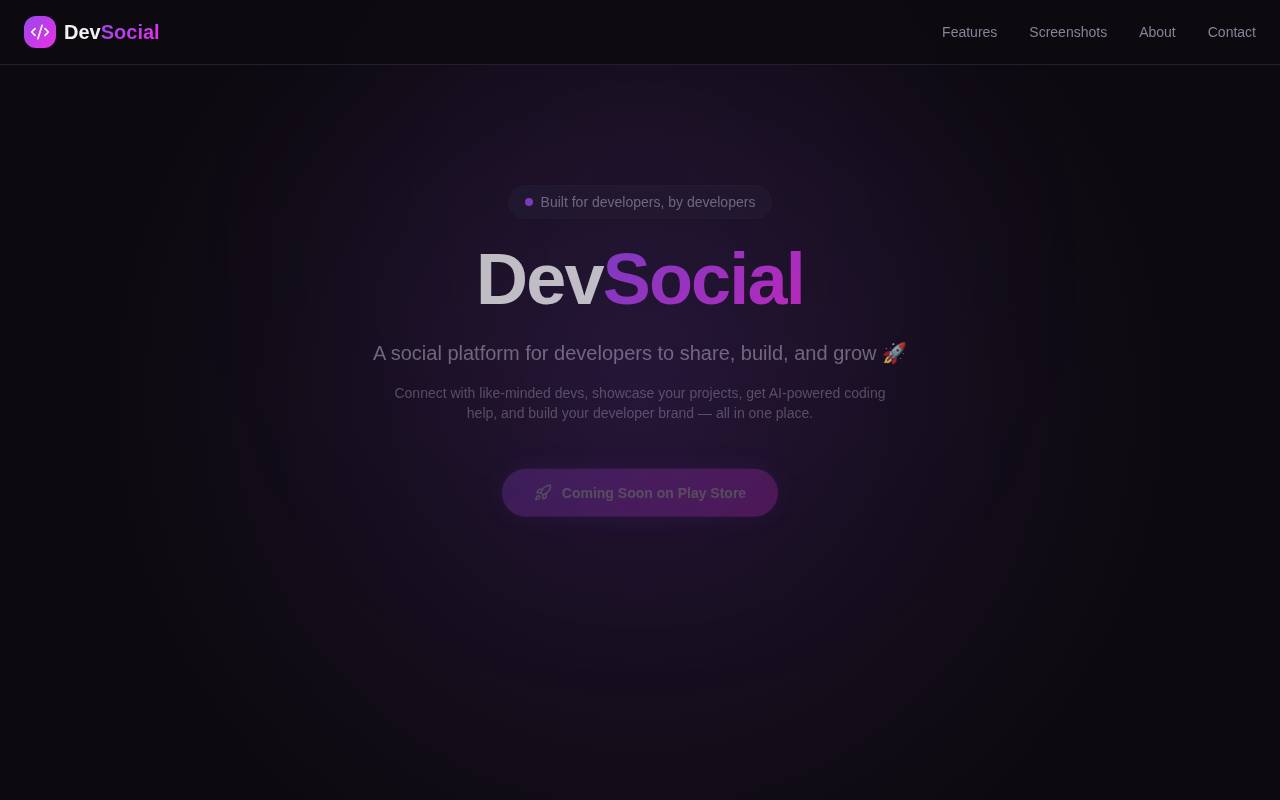 Screenshot of devsocial-landing-page.vercel.app