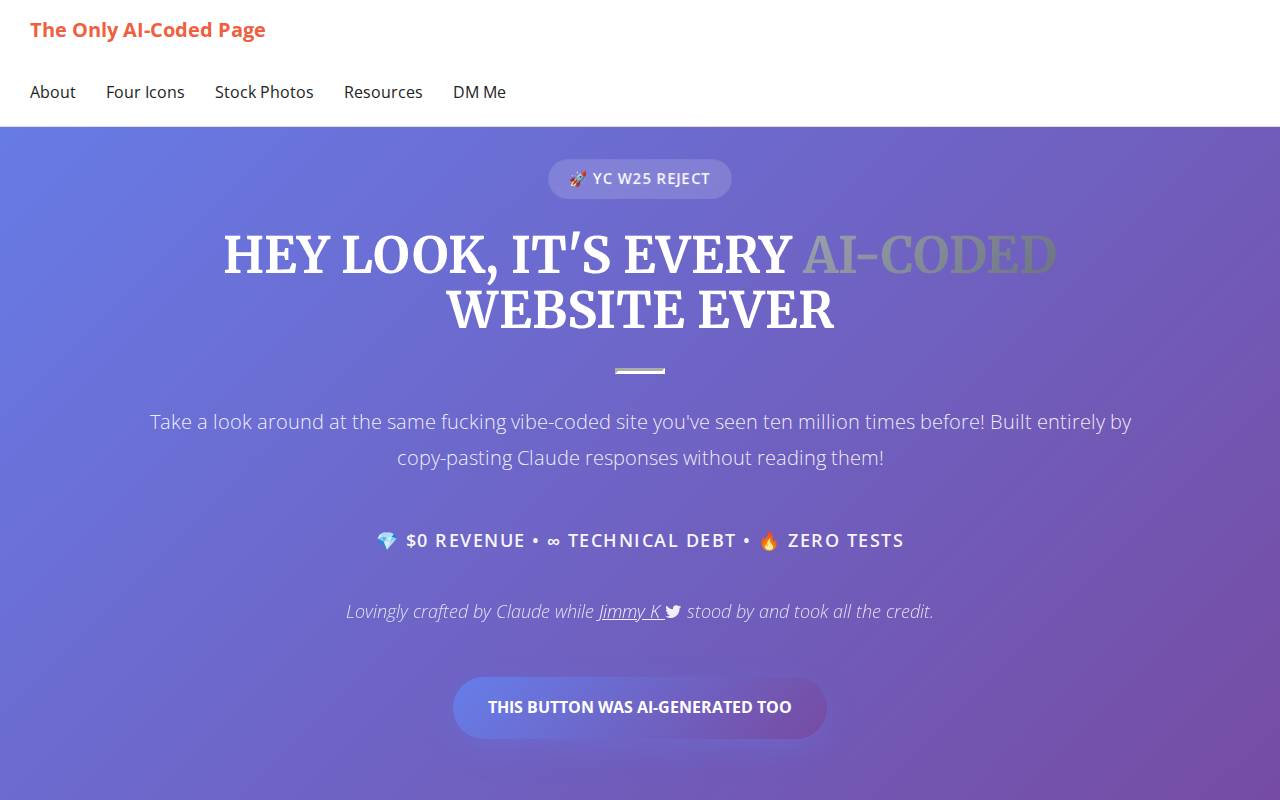 Screenshot of vibe-coded.lol