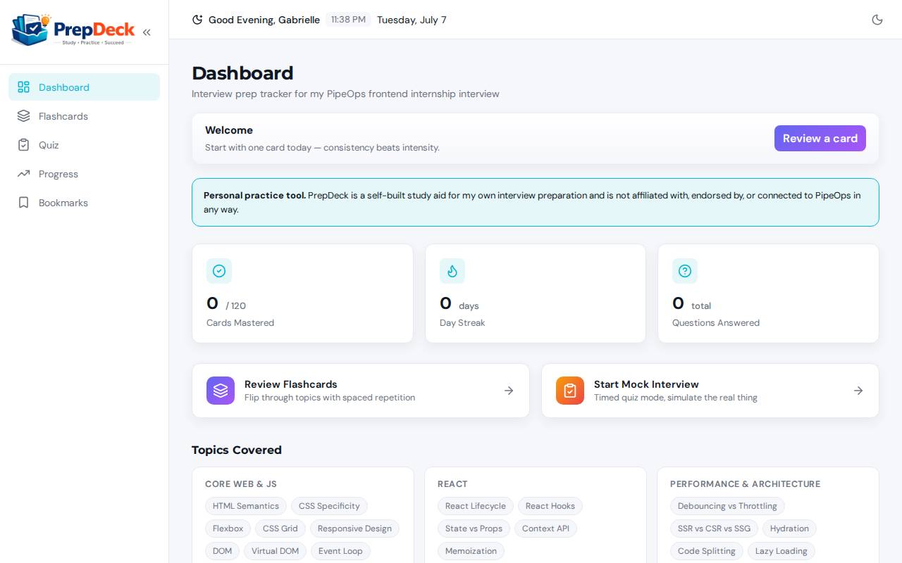 Screenshot of fd-prepdeck.vercel.app