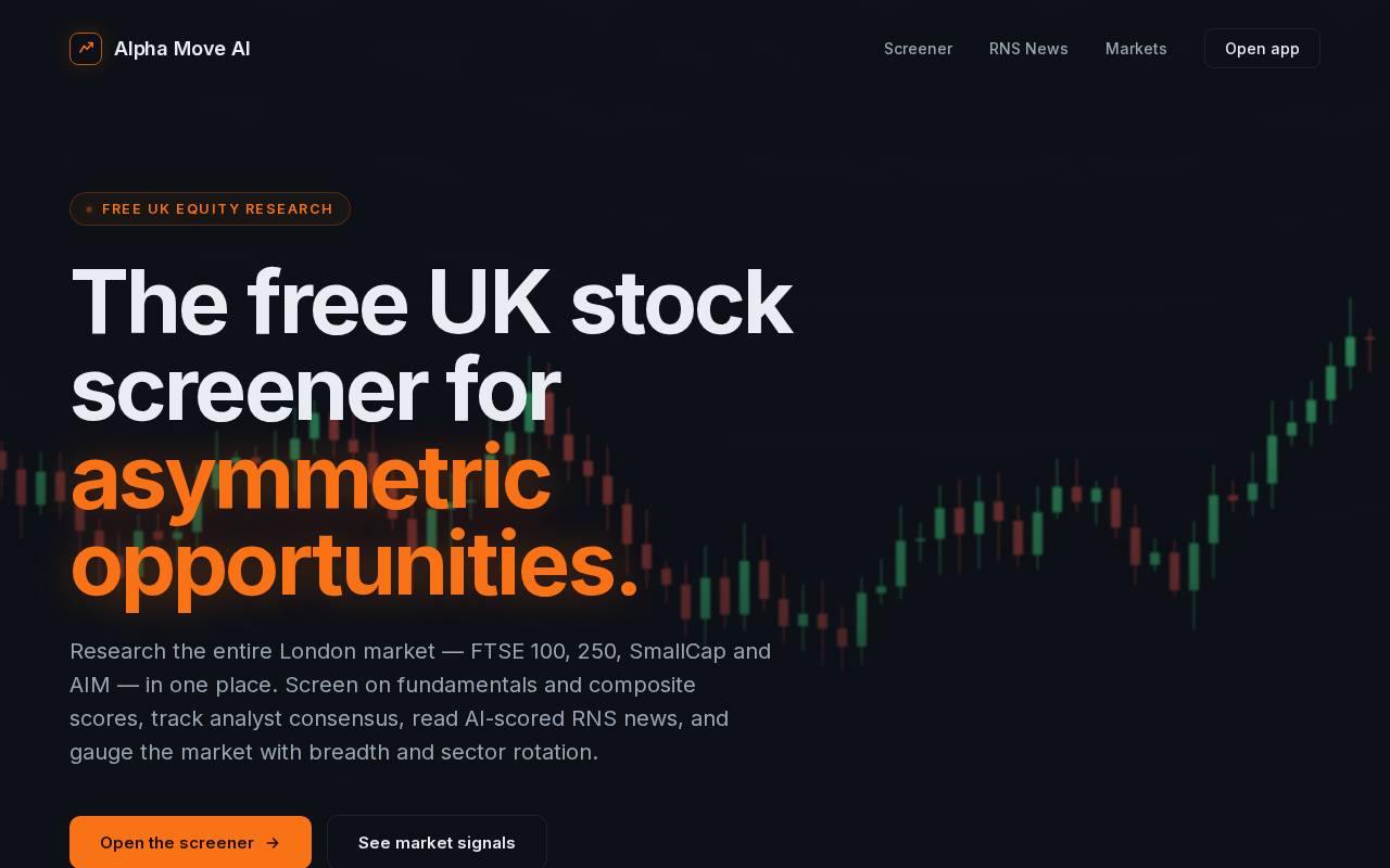 Screenshot of app.alphamoveai.co.uk