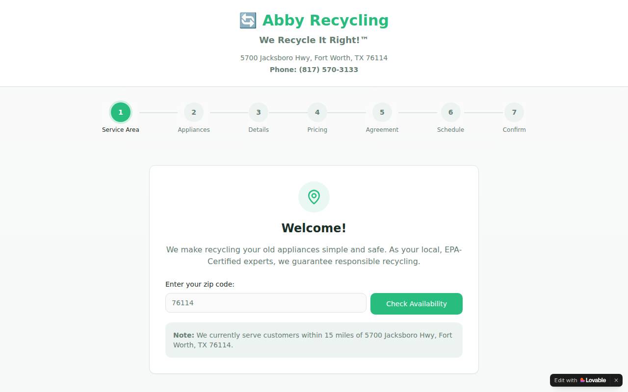 Screenshot of abby-recycle-it.lovable.app