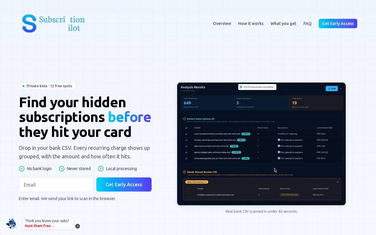 Screenshot of subscriptionpilot.app