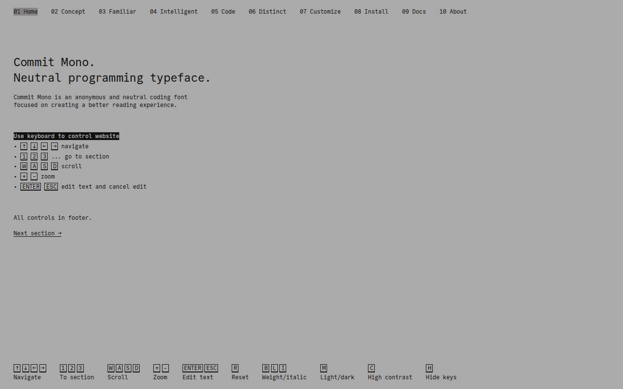 Screenshot of commitmono.com