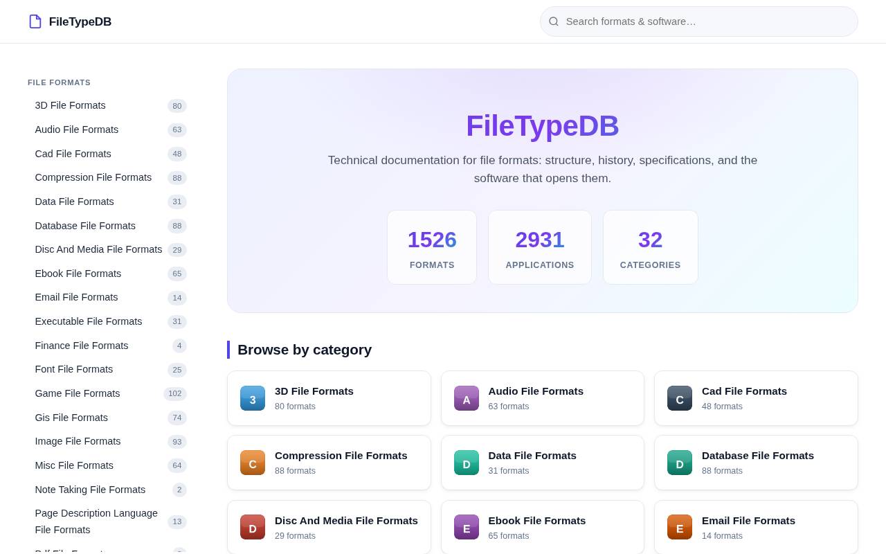 Screenshot of filetypedb.com