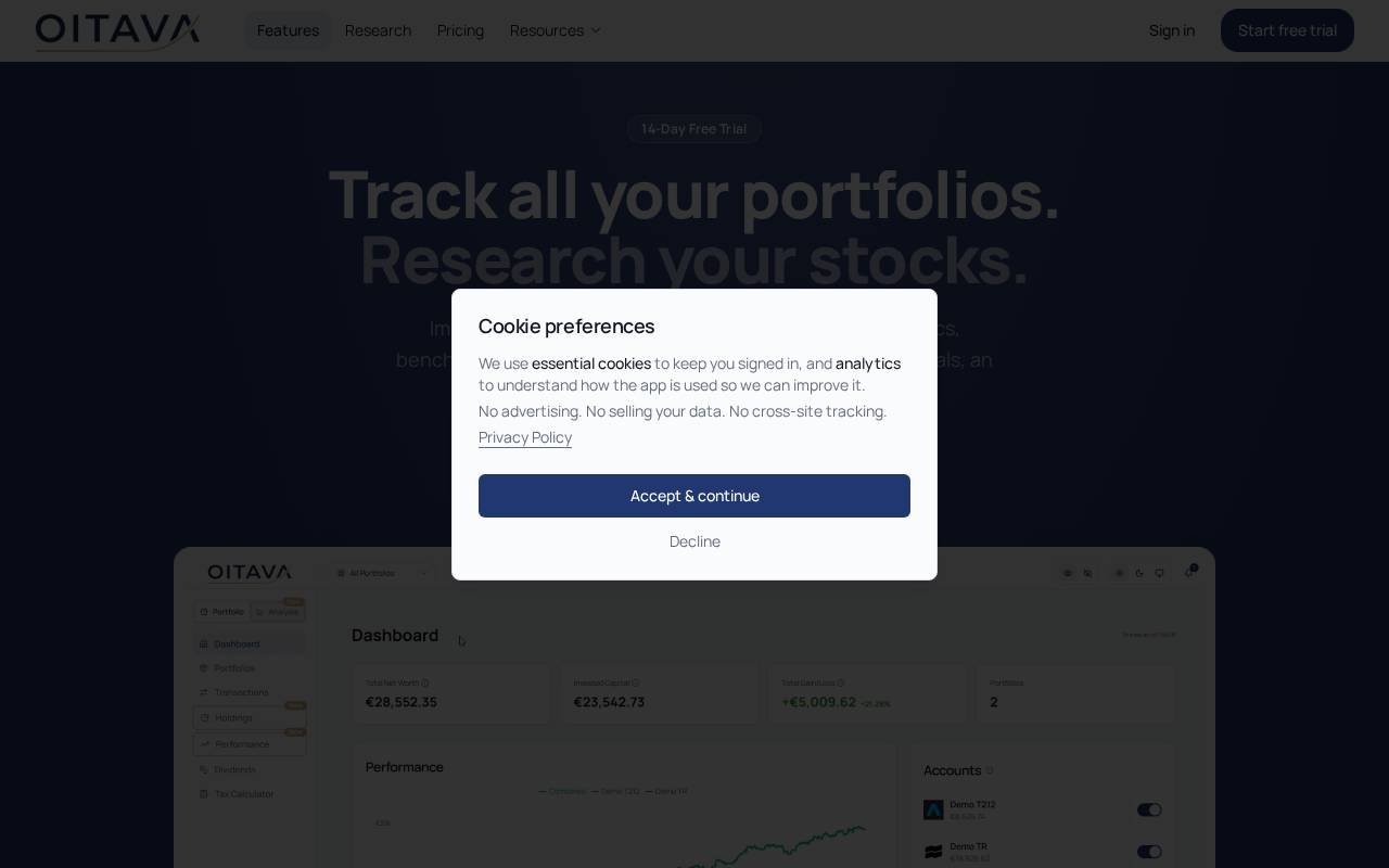 Screenshot of oitava.app