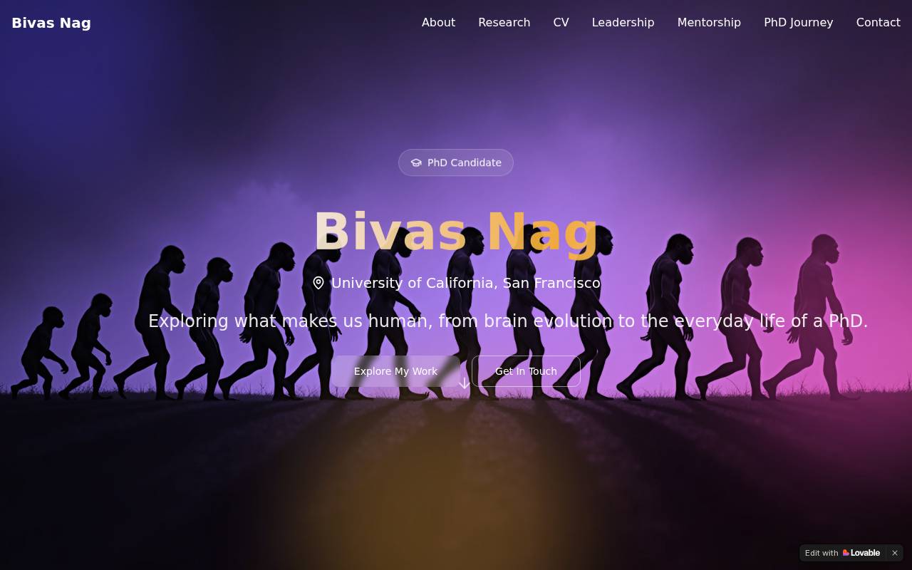 Screenshot of bivasnag.lovable.app