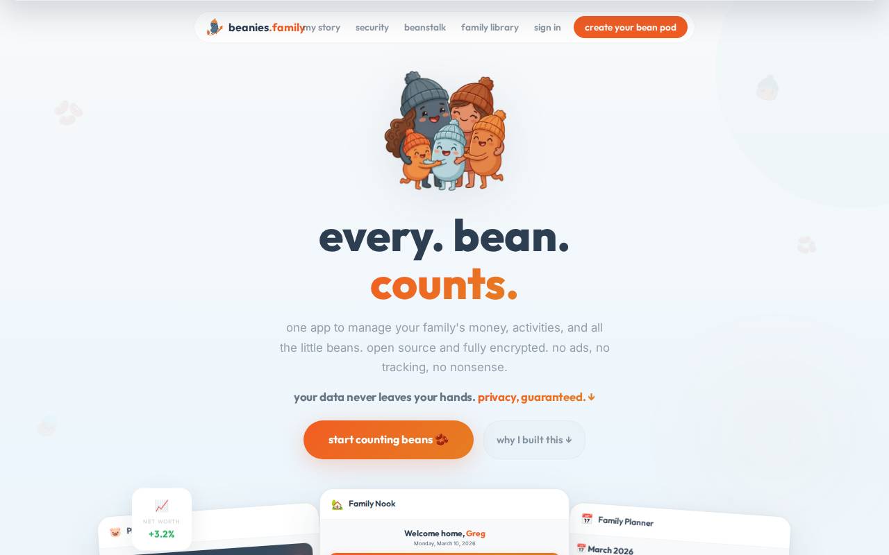 Screenshot of beanies.family