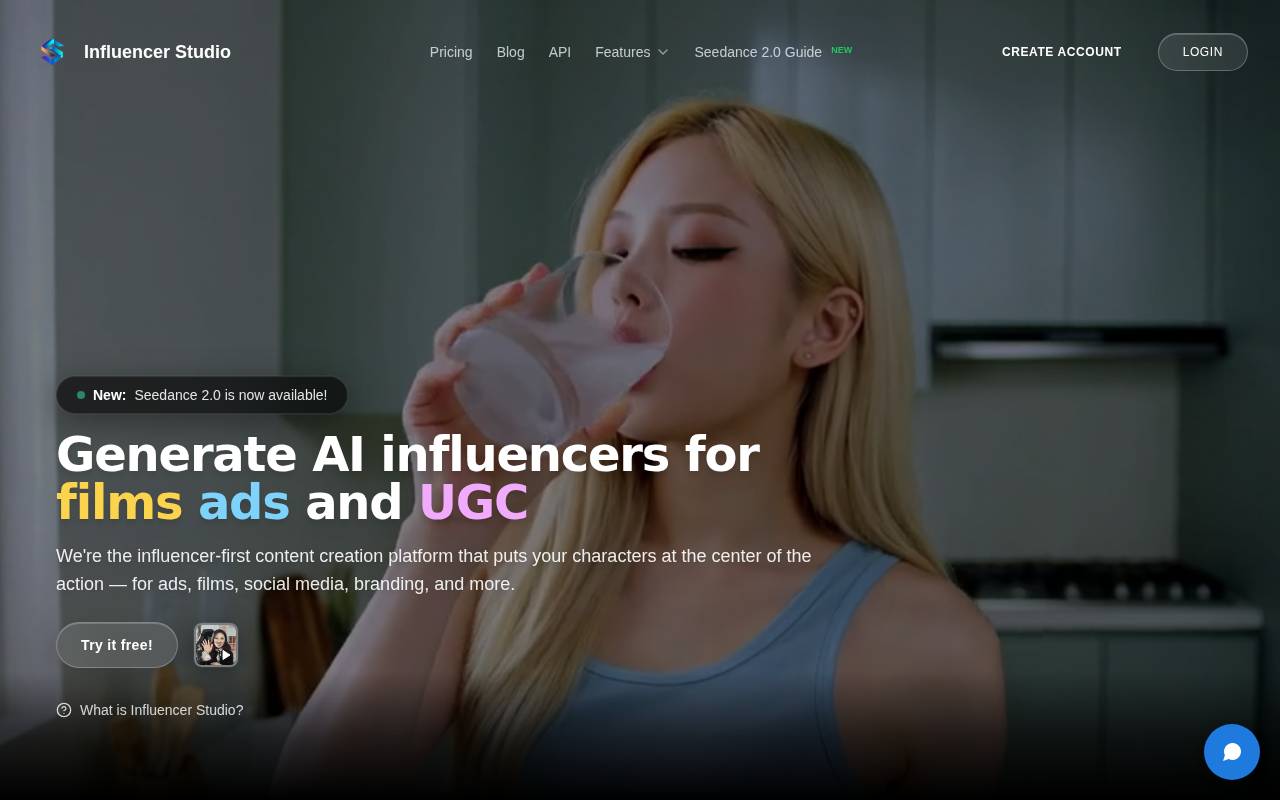 Screenshot of influencerstudio.com