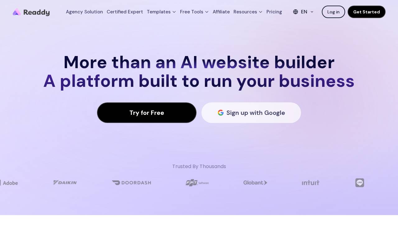 Screenshot of readdy.ai