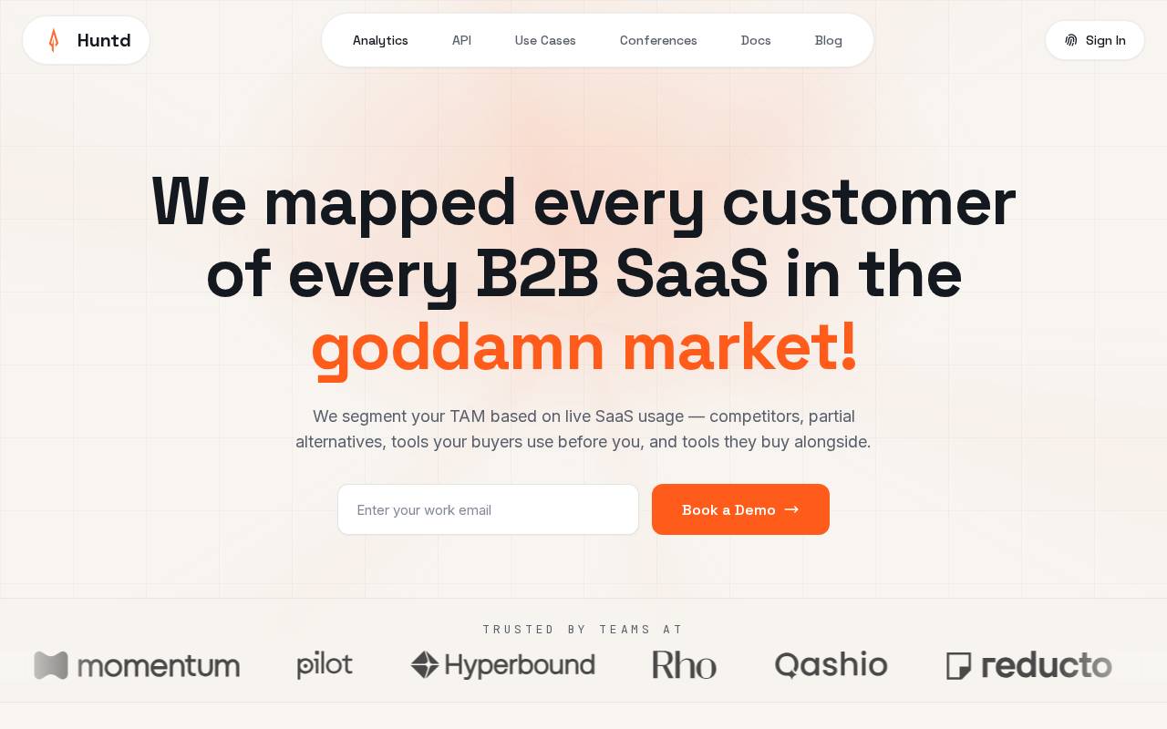 Screenshot of gethuntd.com