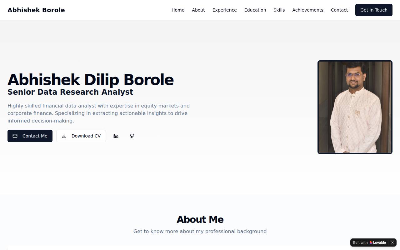 Screenshot of abhishek-profile-craft.lovable.app
