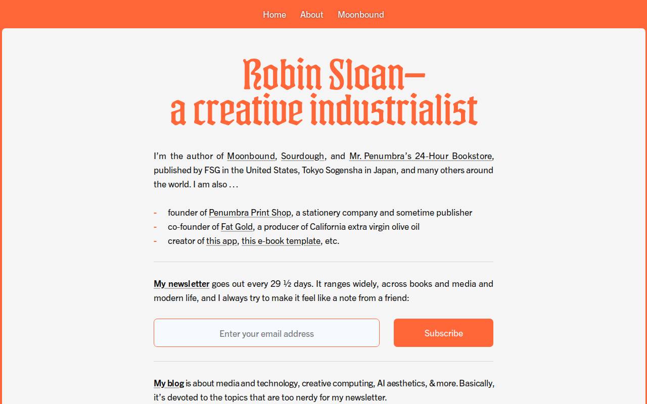 Screenshot of robinsloan.com
