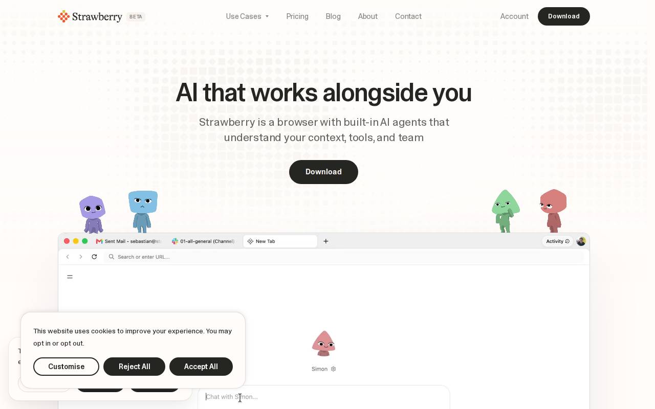 Screenshot of strawberrybrowser.com