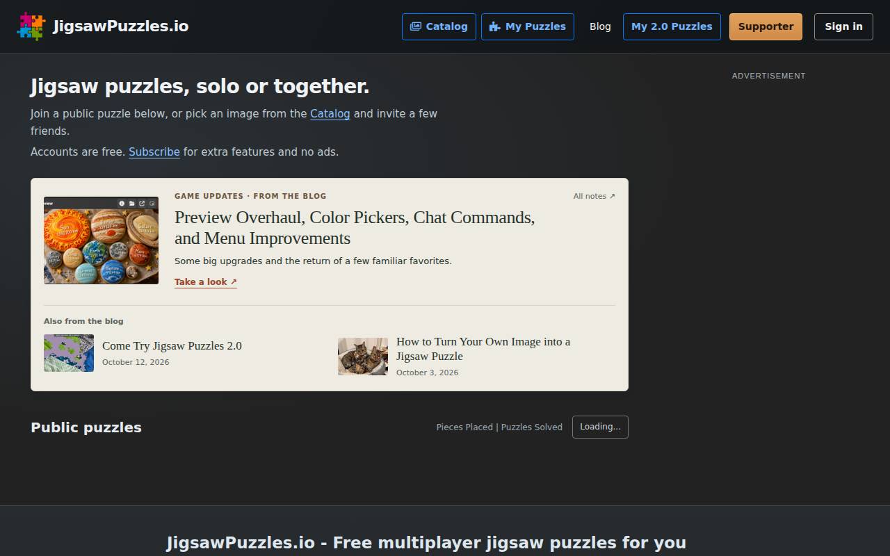 Screenshot of jigsawpuzzles.io