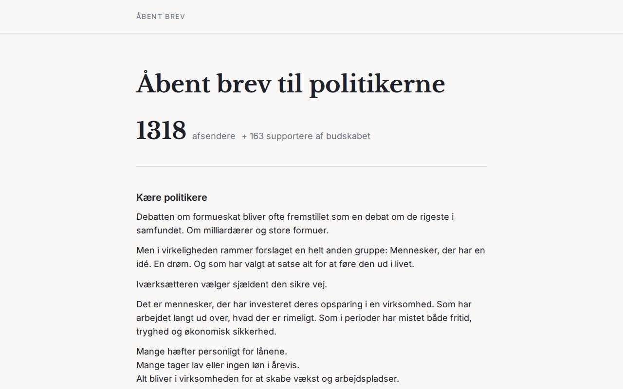 Screenshot of aabent-brev.lovable.app