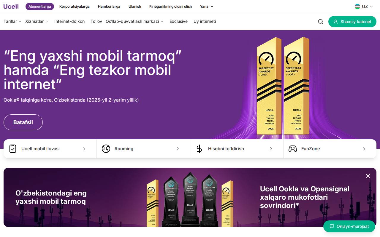 Screenshot of ucell.uz