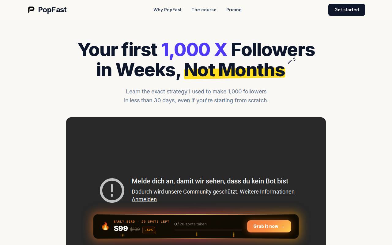 Screenshot of popfa.st