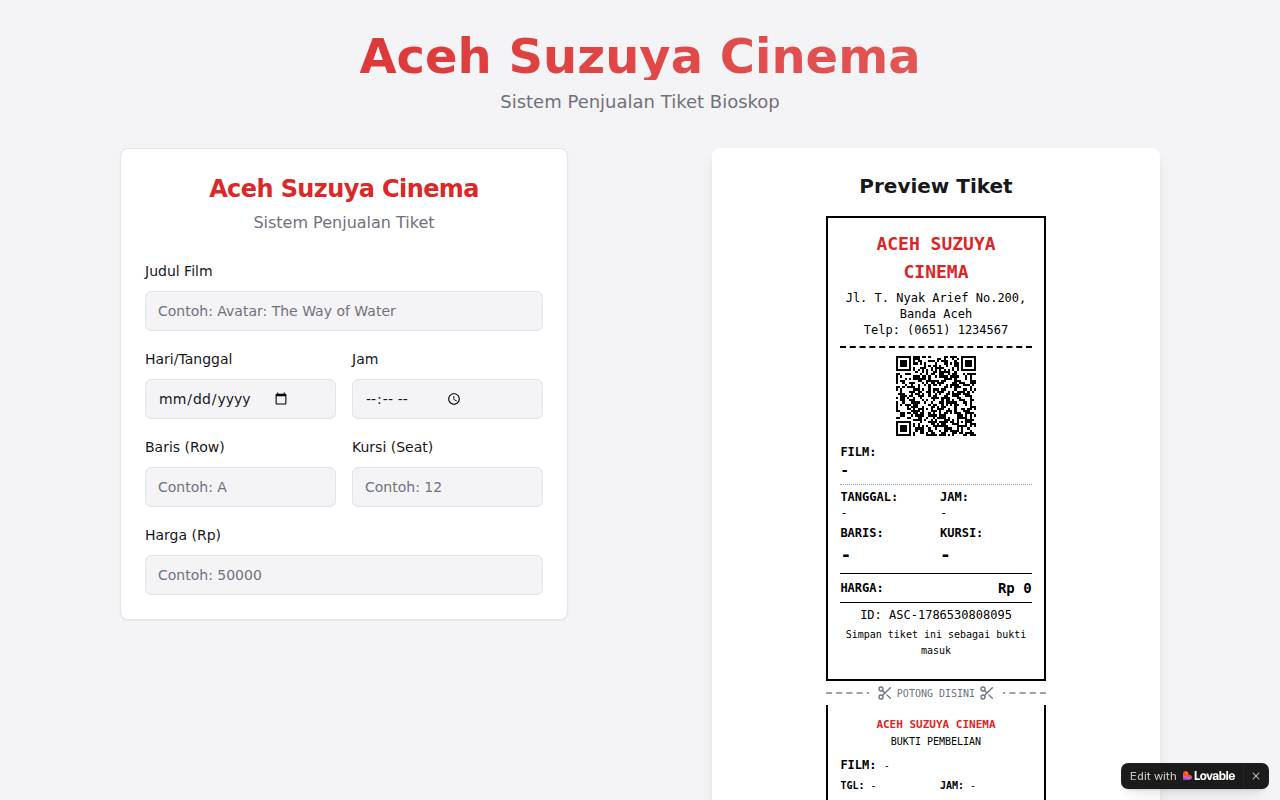 Screenshot of aceh-suzuya-ticket.lovable.app