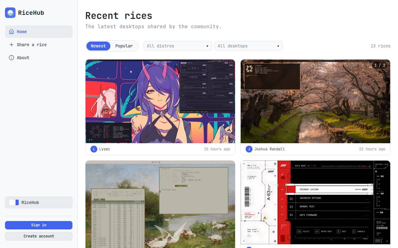 Screenshot of ricehub.app