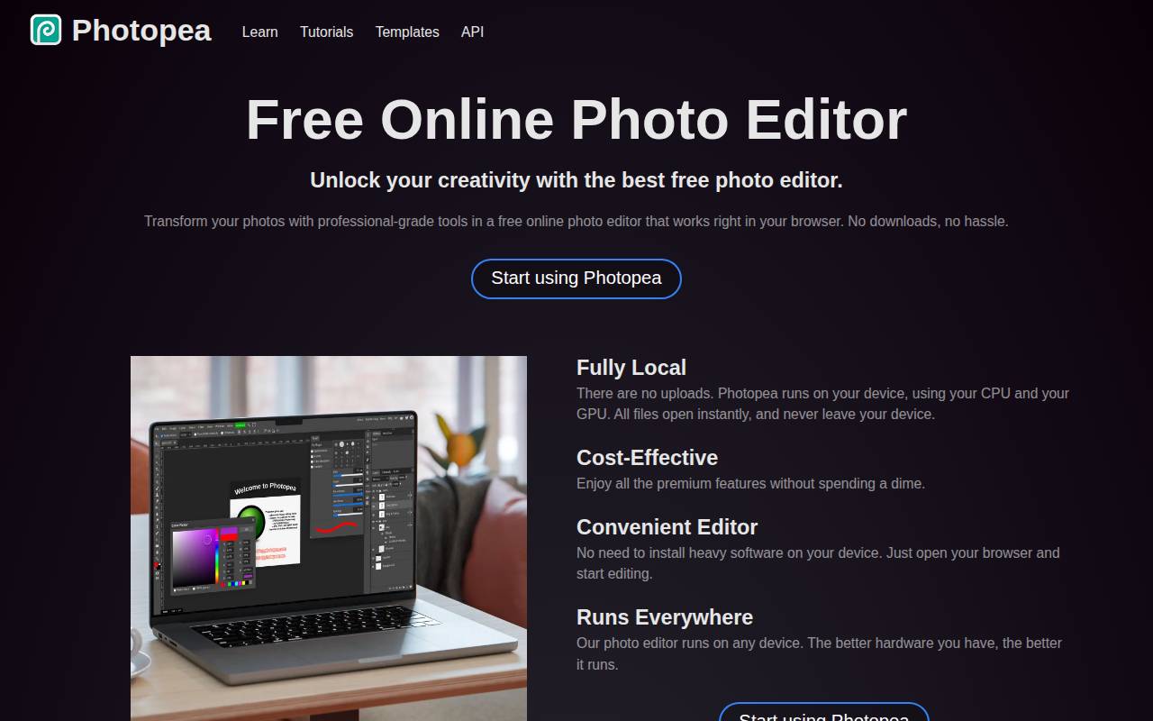 Screenshot of photopea.com