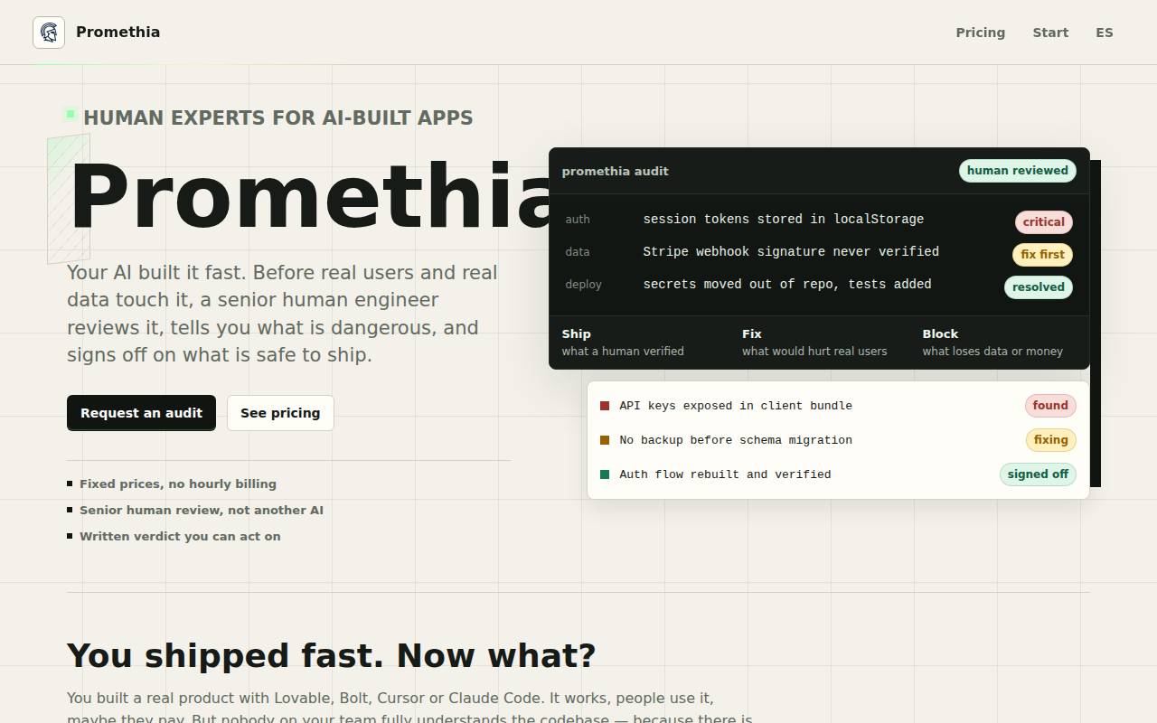 Screenshot of promethia.dev