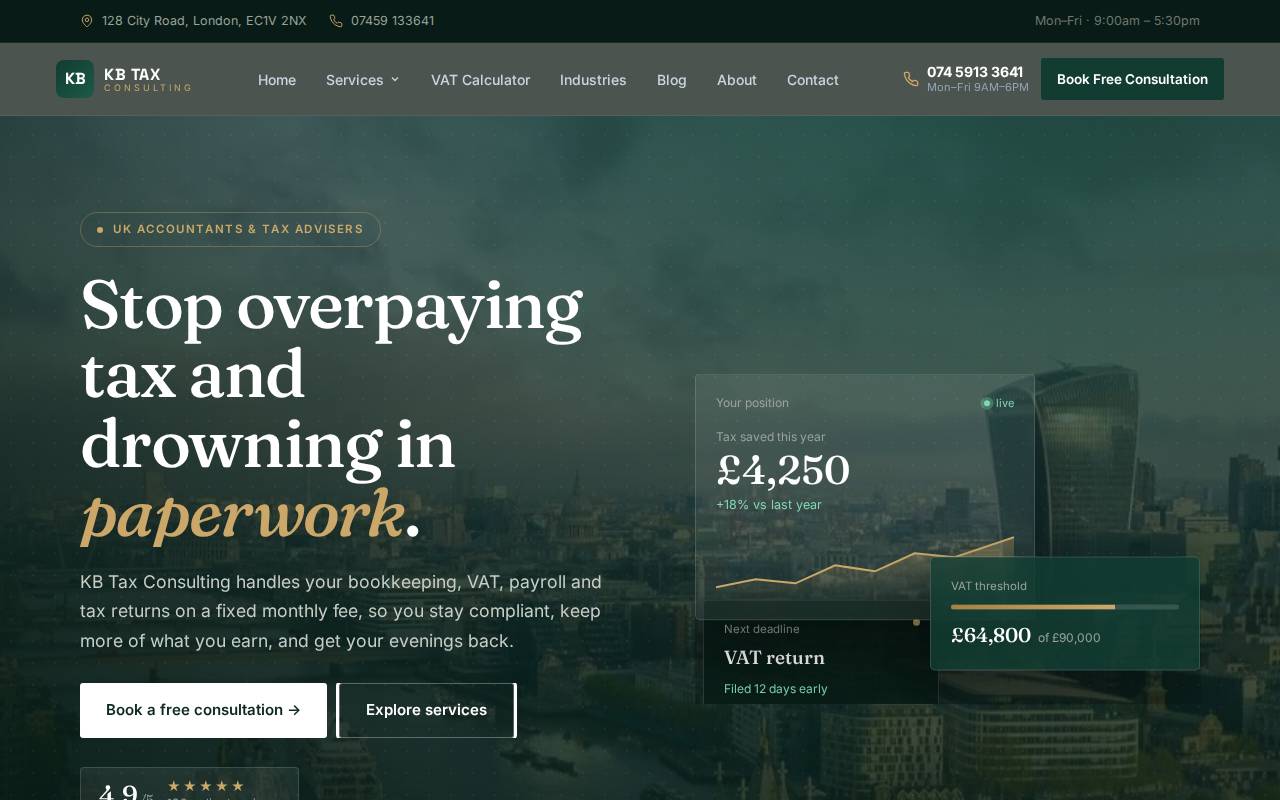 Screenshot of kbtaxconsulting.co.uk
