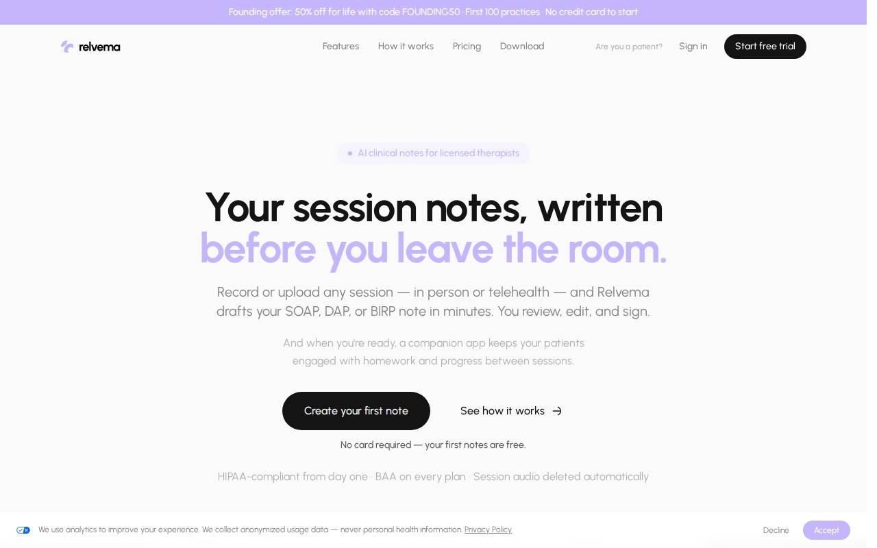 Screenshot of therapist.relvema.com