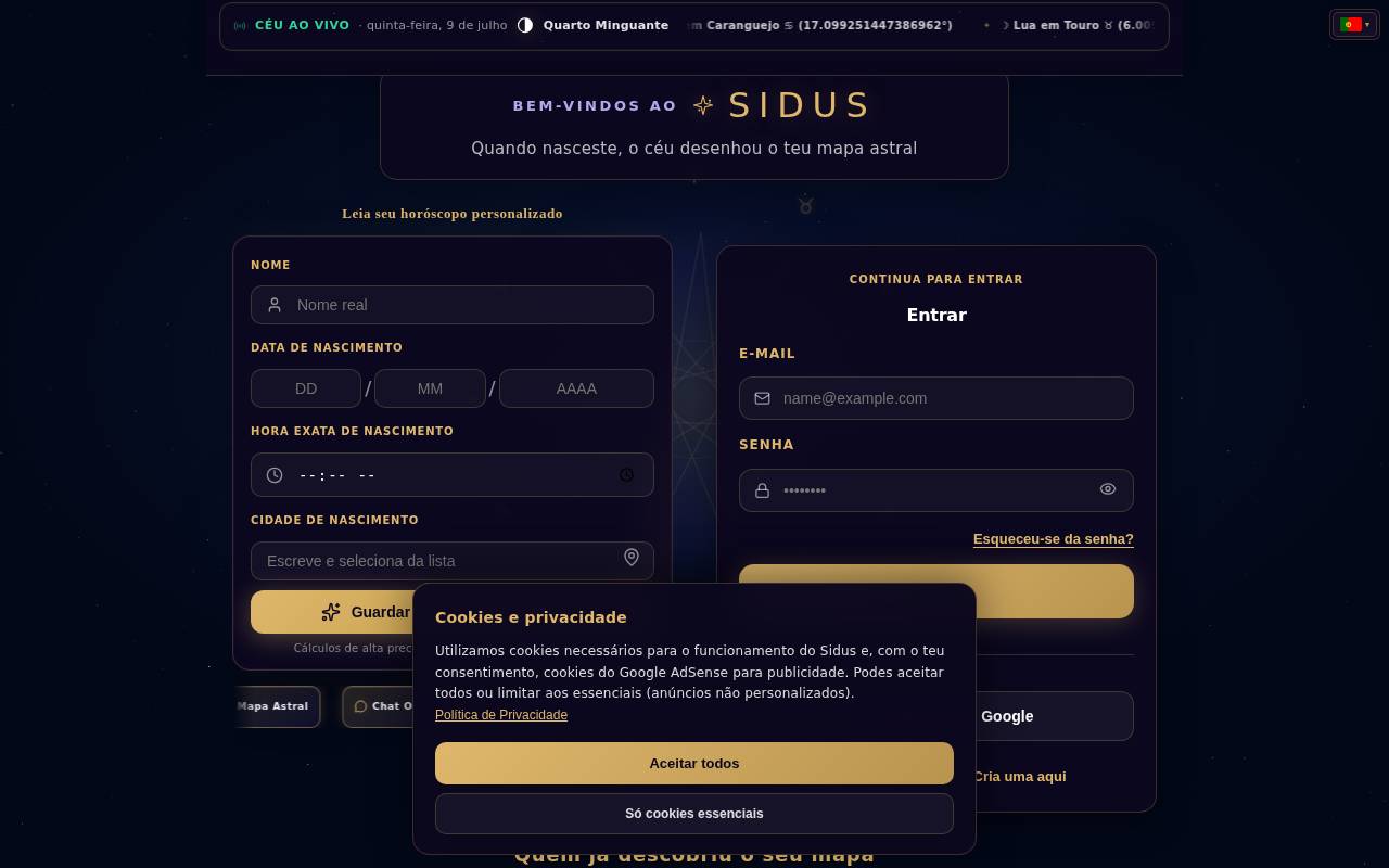 Screenshot of sidusastro.com