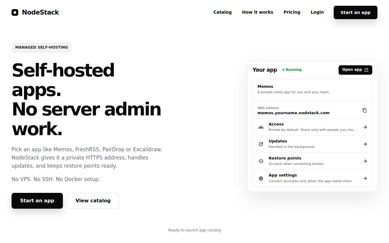 Screenshot of nodstack.com