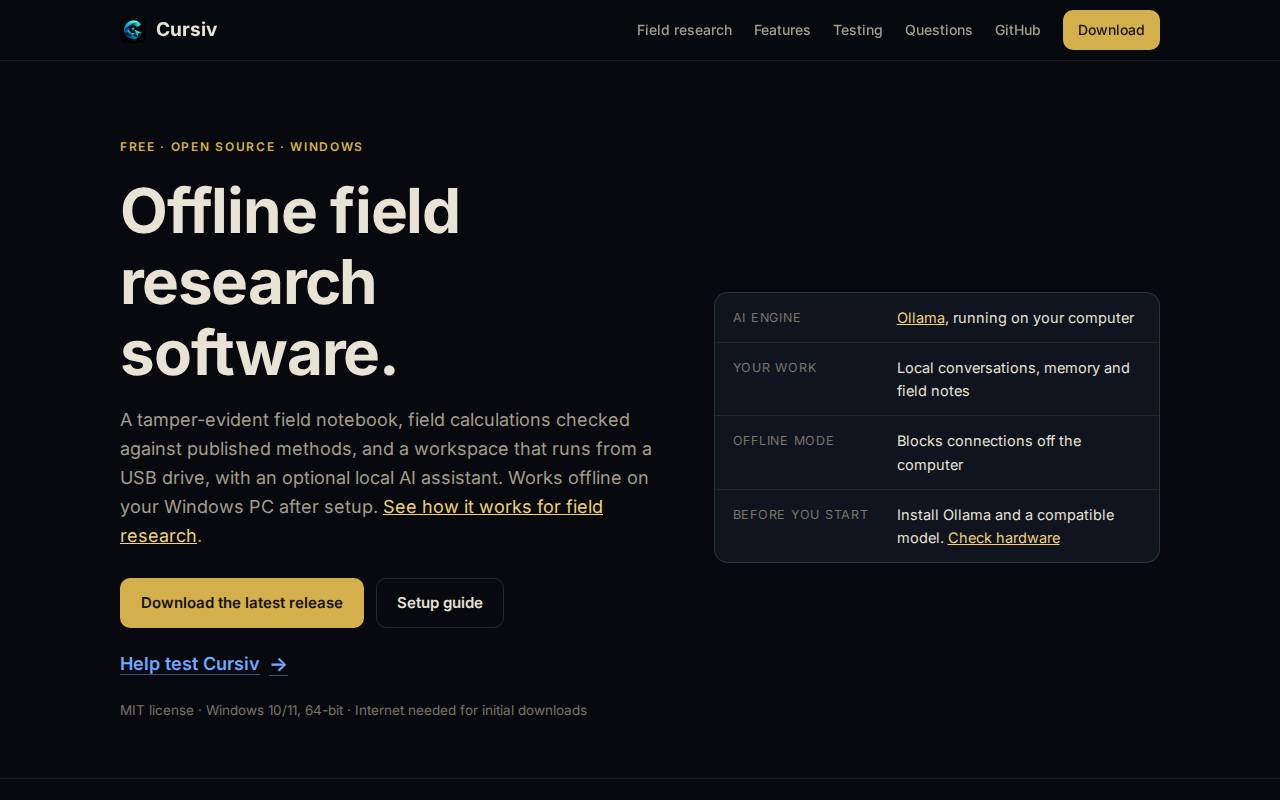 Screenshot of cursiv.us