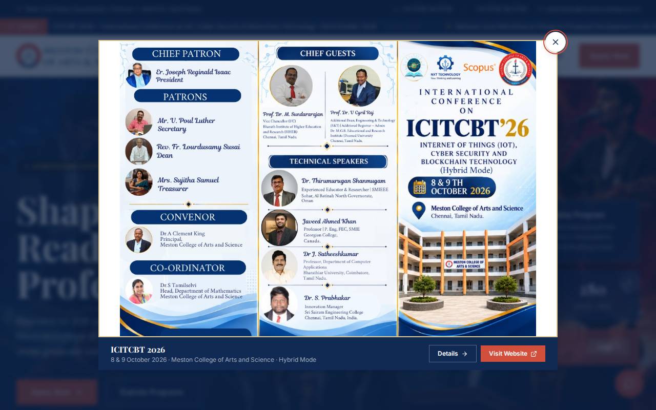 Screenshot of mestoncollege.ac.in