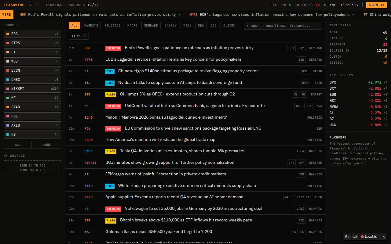 Screenshot of quick-stream-news.lovable.app