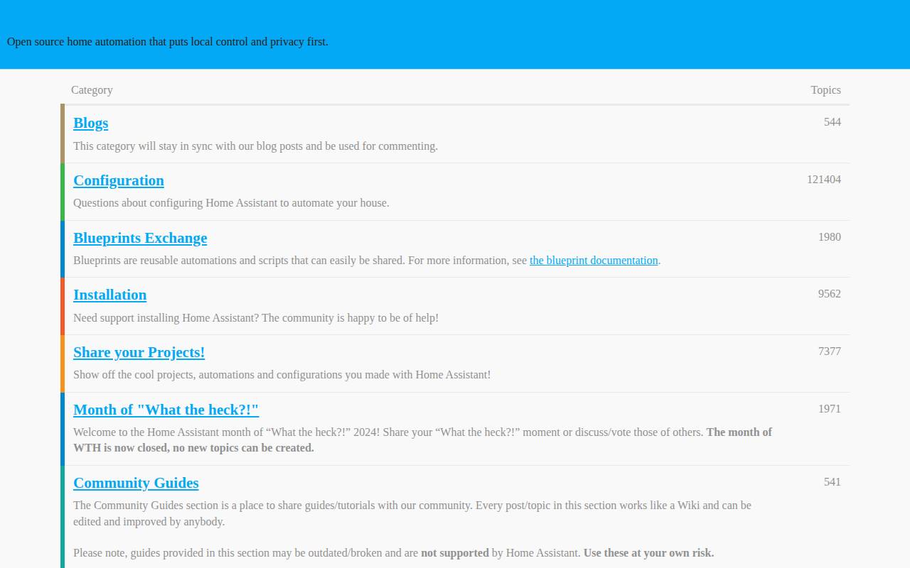 Screenshot of community.home-assistant.io