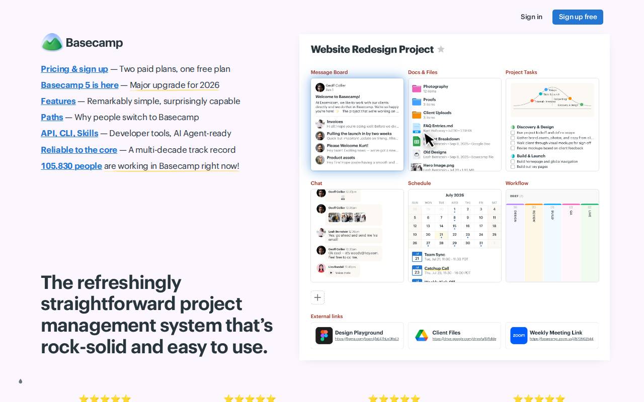 Screenshot of basecamp.com