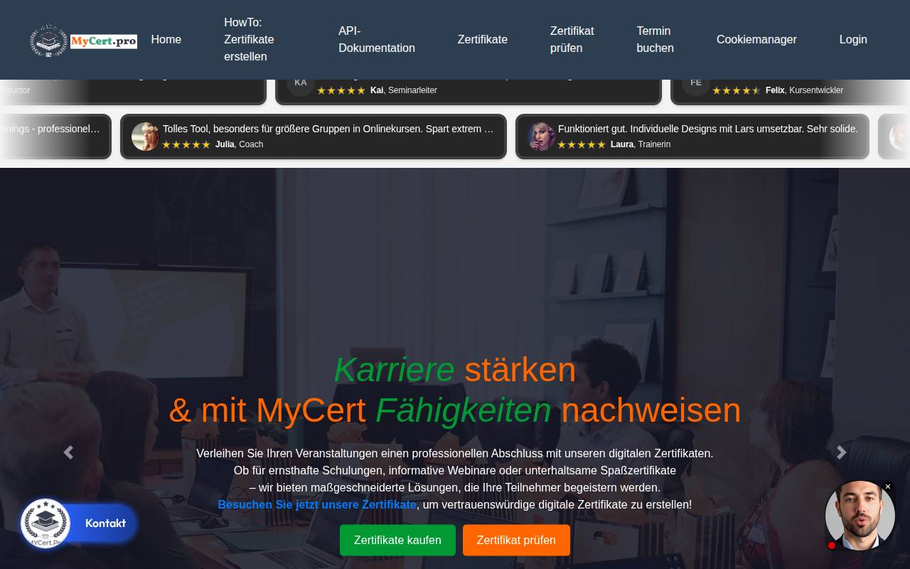 Screenshot of mycert.pro