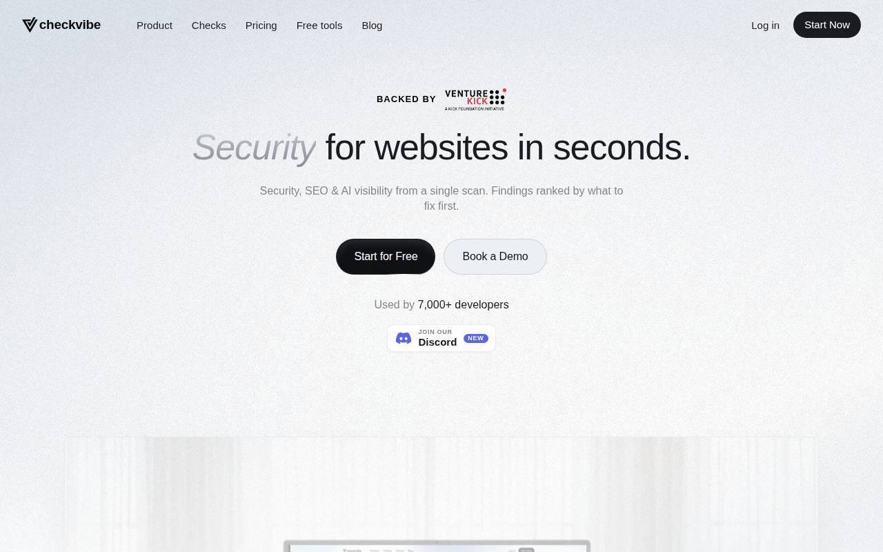 Screenshot of checkvibe.dev