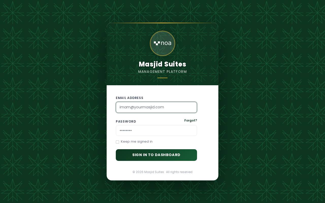 Screenshot of app.masjidsuite.com