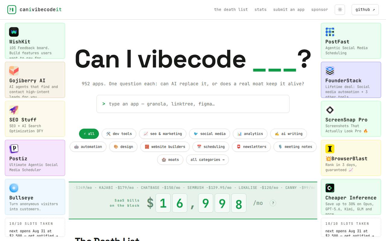 Screenshot of canivibecodeit.com