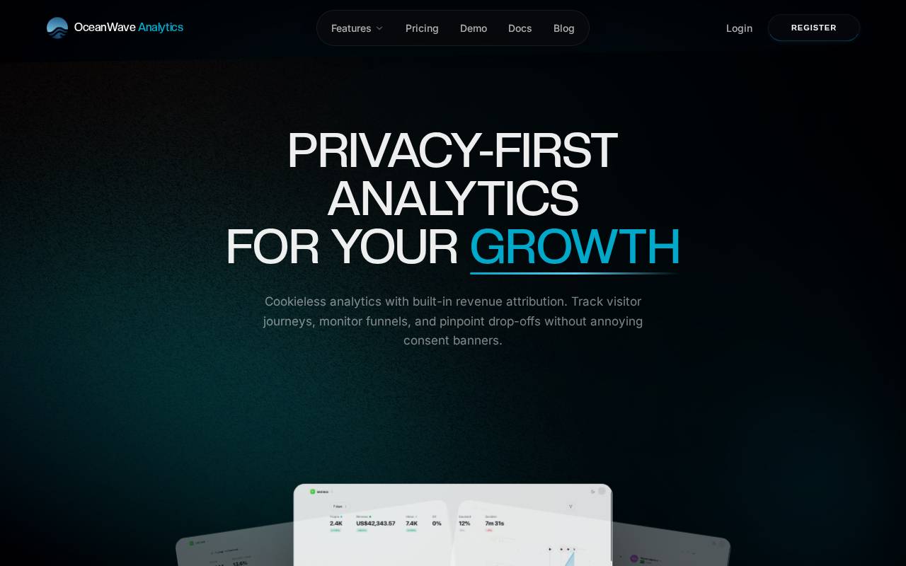 Screenshot of analytics.oceanwaveweb.com