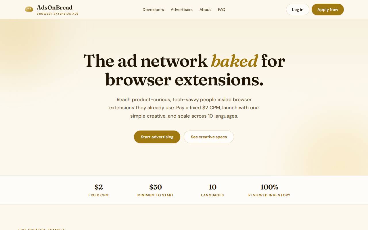 Screenshot of adsonbread.com