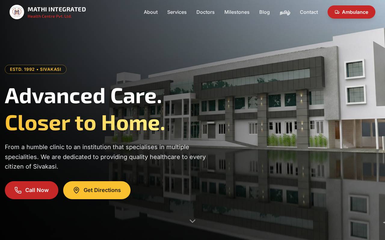 Screenshot of mathihospital.co.in
