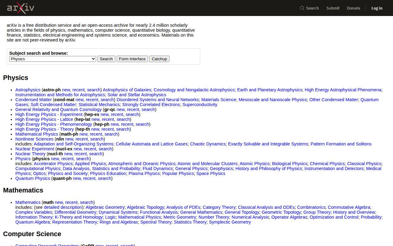 Screenshot of arxiv.org