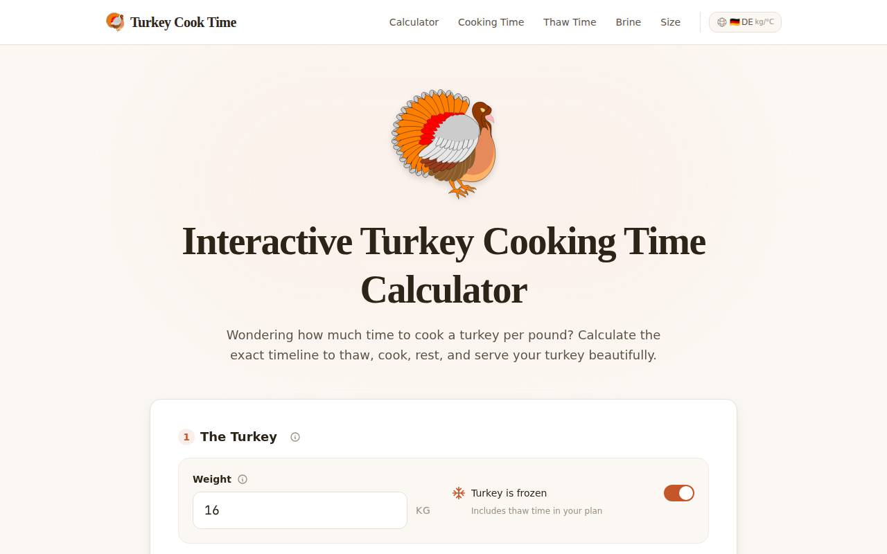 Screenshot of turkeycooktime.com