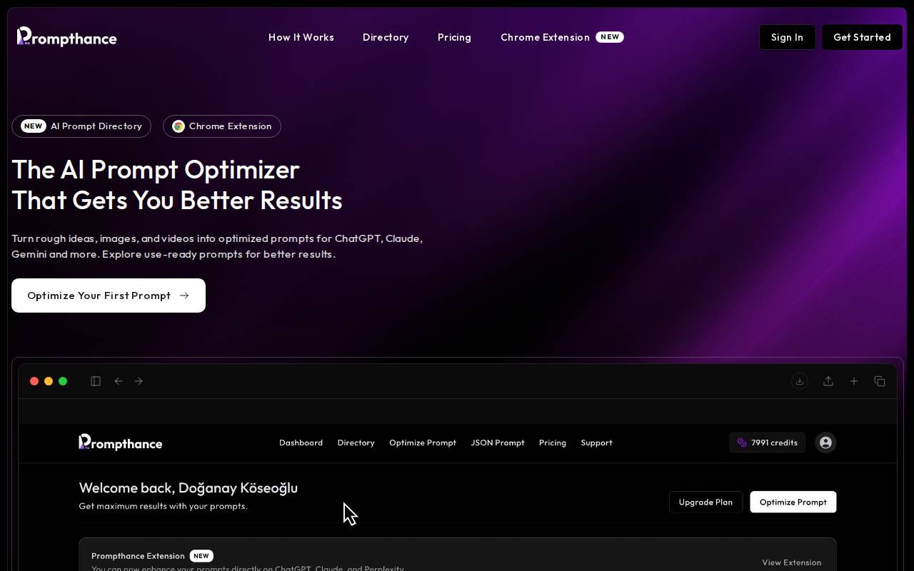 Screenshot of prompthance.com