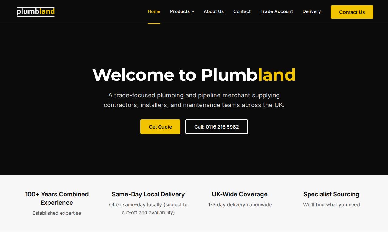 Screenshot of plumblandgroup.co.uk