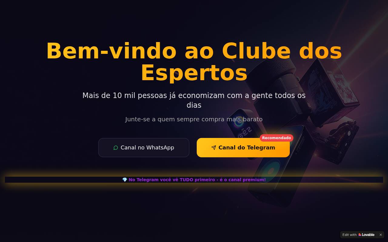 Screenshot of achadinhos-vip-canal.lovable.app