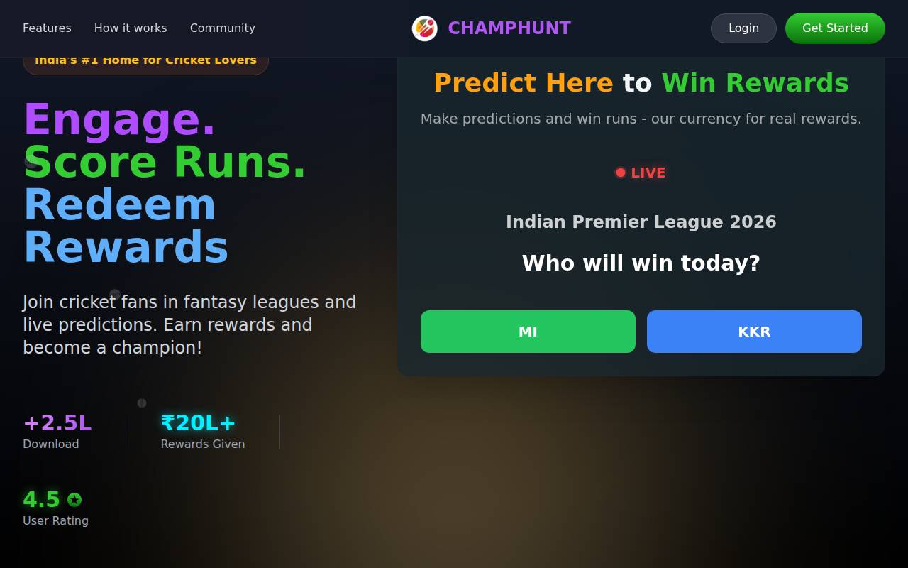 Screenshot of www.champhunt.com